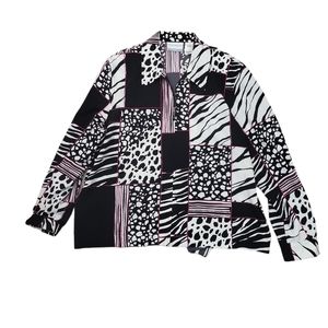 EUC Vintage Alfred Dunner women's animal print patchwork blouse jacket 14P